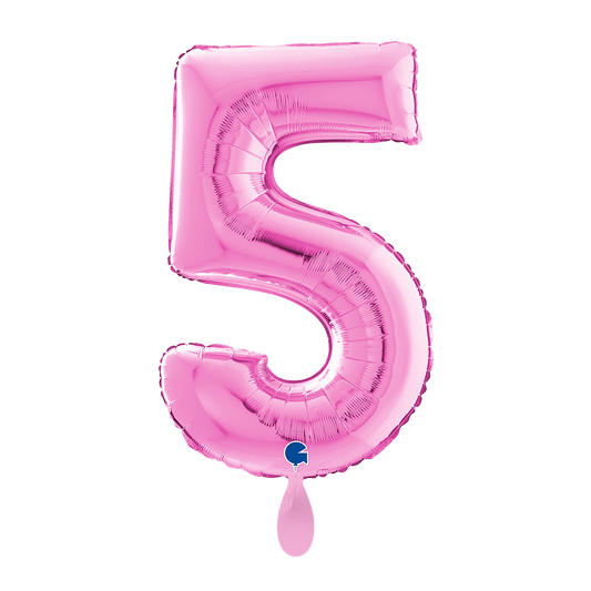 1 Ballon XL - Zahl 5 - Fuchsia