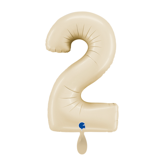 1 Ballon XL - Zahl 2 - Satincreme
