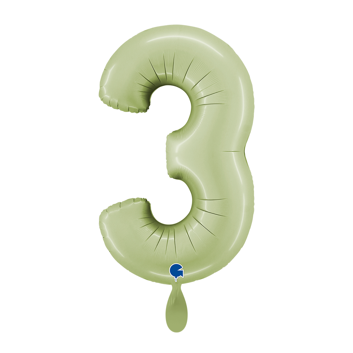 1 Ballon XL – Zahl 3 – Satin Olivgrün