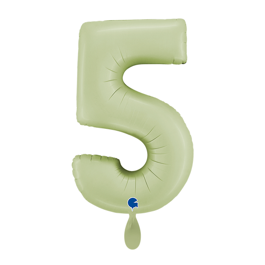 1 Ballon XL - Nummer 5 - Satijn Olijfgroen