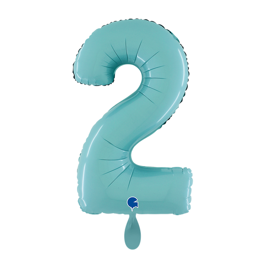 1 ballon XL - cijfer 2 - pastelblauw