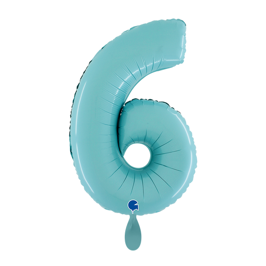 1 Ballon XL - Nummer 6 - Pastelblauw