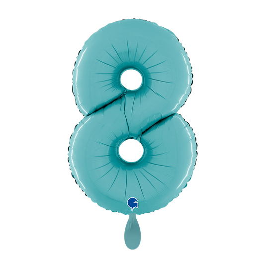 1 Ballon XL - Nummer 8 - Pastelblauw