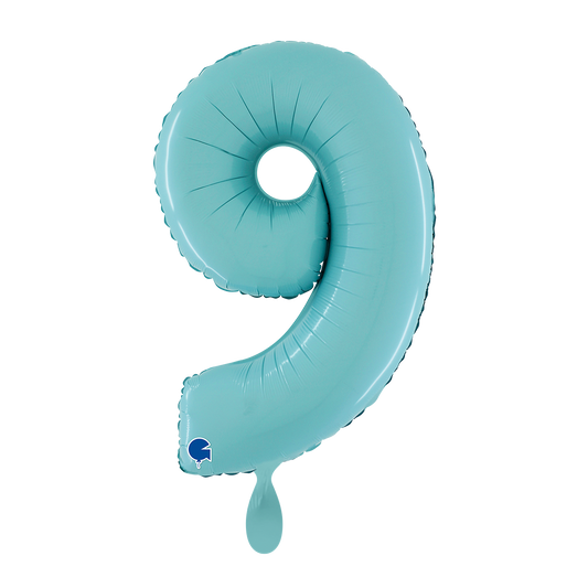 1 Ballon XL – Cijfer 9 – Pastelblauw