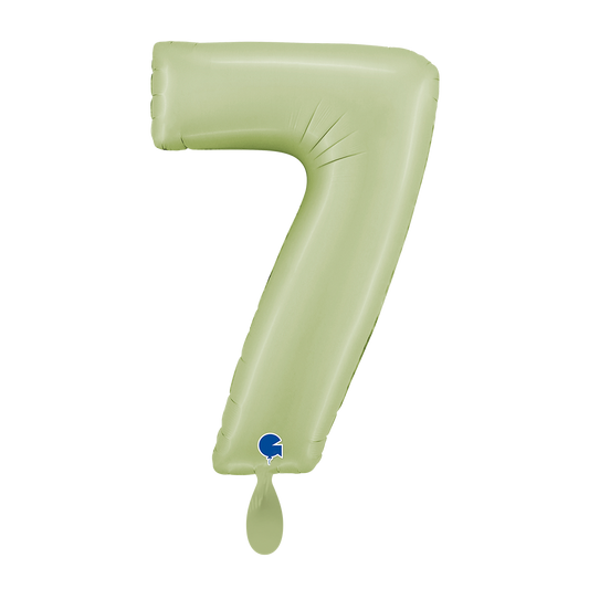 1 Ballon XL - Nummer 7 - Satijn Olijfgroen