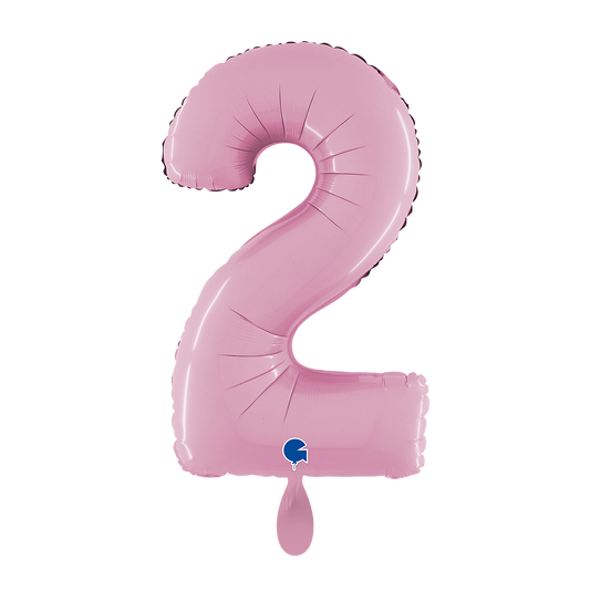1 Ballon XL - Zahl 2 - Pastellrosa
