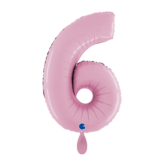 1 Ballon XL - Nummer 6 - Pastel Roze