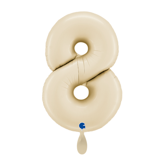 1 Ballon XL - Nummer 8 - Satijncrème