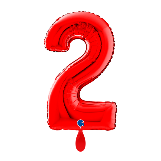 1 Ballon XL - Zahl 2 - Rot