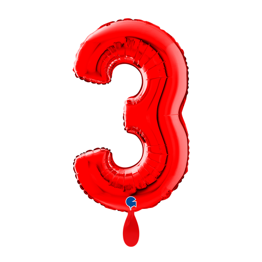 1 Ballon XL - Nummer 3 - Rood