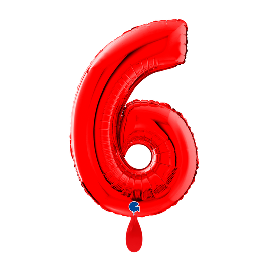 1 Ballon XL - Cijfer 6 - Rood