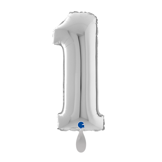1 Folieballon XL - Cijfer 1 - Zilver