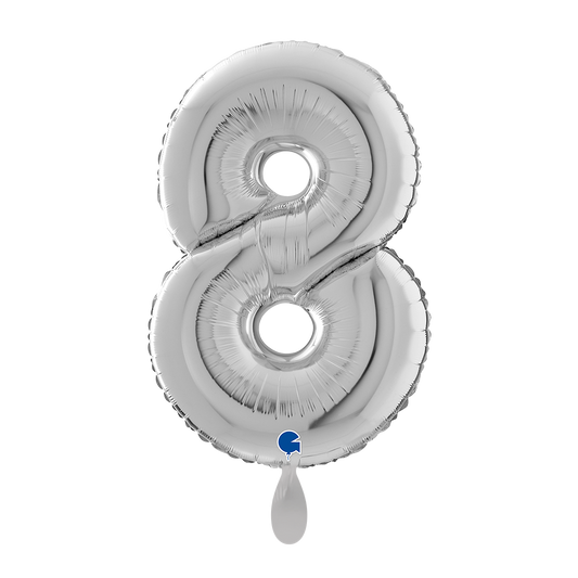 1 Ballon XL - Cijfer 8 - Zilver