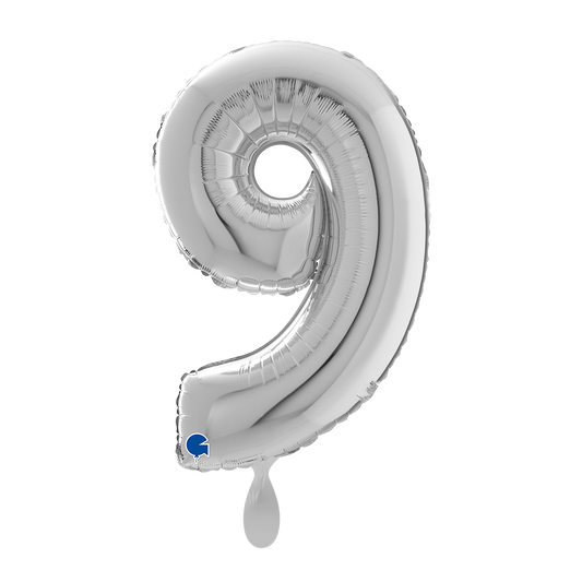 1 ballon XL – Cijfer 9 – Zilver