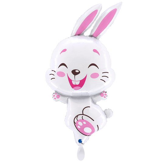 1 Ballon XXL - Konijn Wit Fuchsia