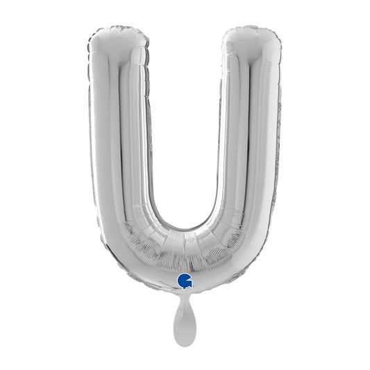 1 Ballon XL - Letter U - Zilver