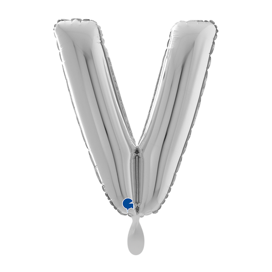 1 Ballon XL - Letter V - Zilver