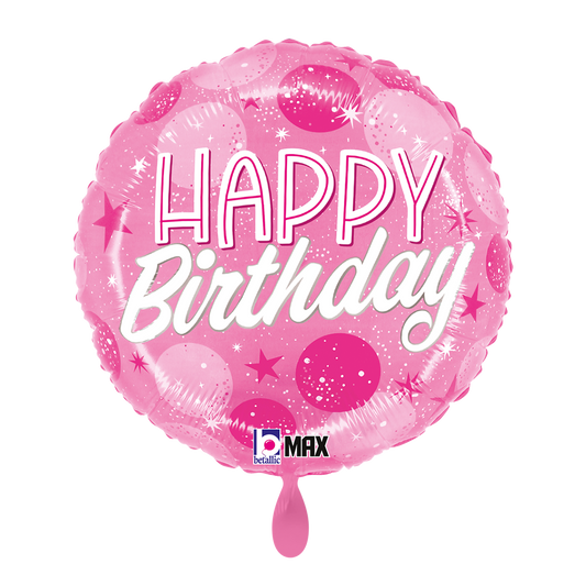 1 Ballon - B-Day Roze Glitterstippen