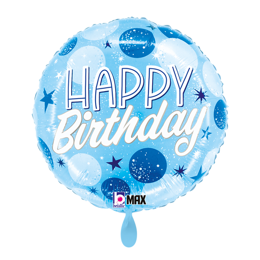 1 Ballon – B-Day Blauwe Glitterstippen