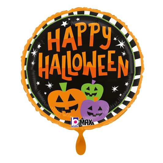 1 Ballon - Halloween Streifen Kürbisse
