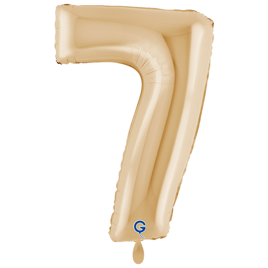 1 Ballon XXL - Zahl 7 Weißgold