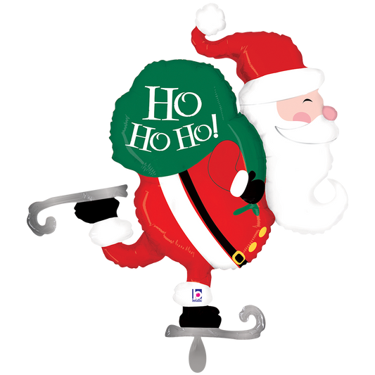 1 Ballon XXL - Schaatsende Kerstman