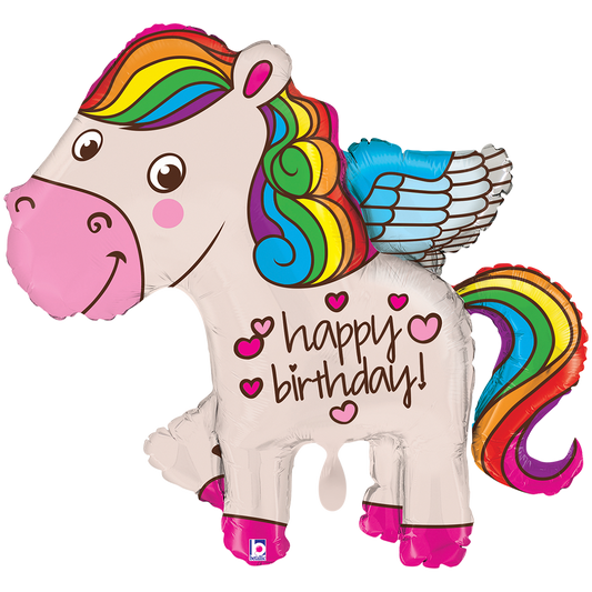 1 Ballon XXL - Regenbogen Geburtstag Pony