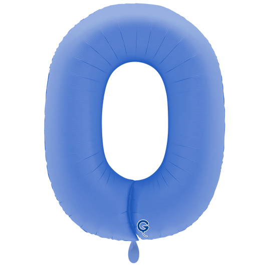 1 Ballon XXL - Zahl 0 - Soft Matte Lotus Blue