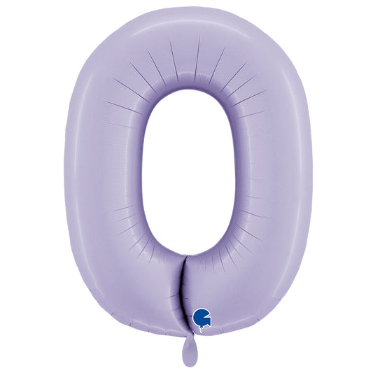 1 Ballon XXL - Cijfer 0 - Satijn Lila