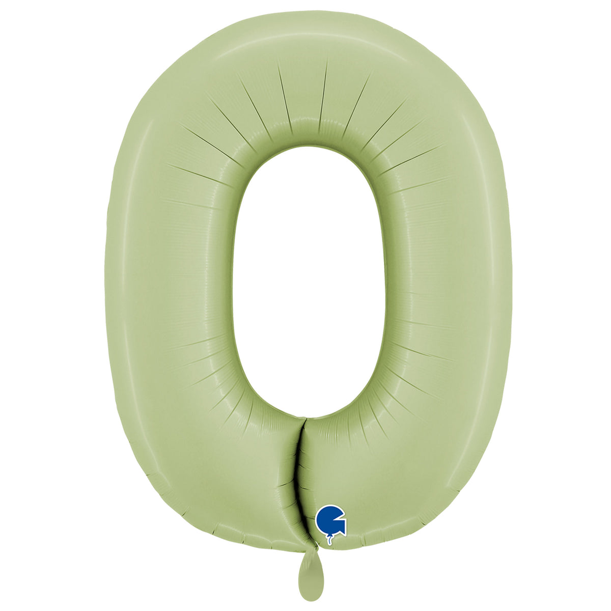 1 Ballon XXL - Cijfer 0 - Satijn Olijfgroen