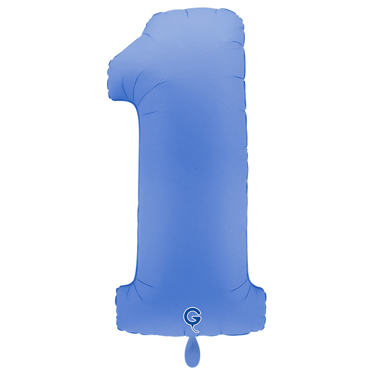 1 Ballon XXL - Zahl 1 - Soft Matt Lotusblau