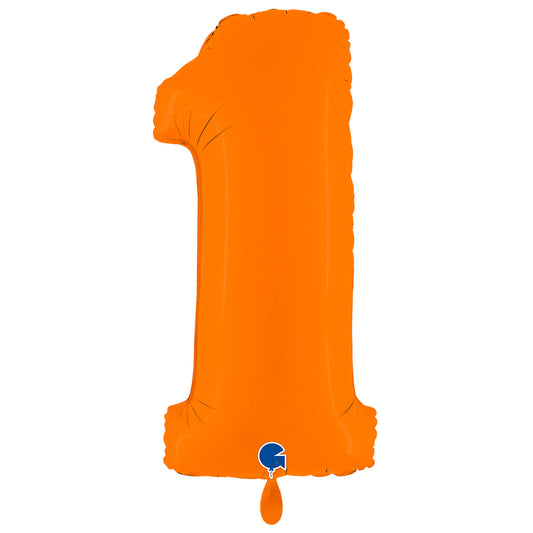 1 Ballon XXL - Nummer 1 - Mat Oranje