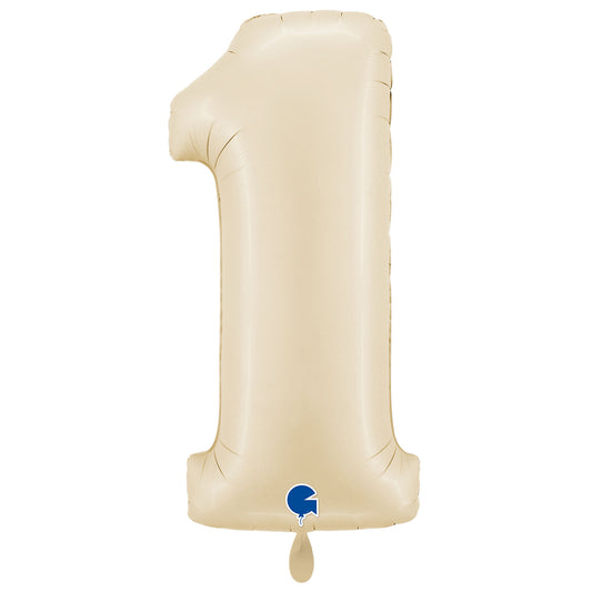 1 Ballon XXL - Zahl 1 - Satin Cream