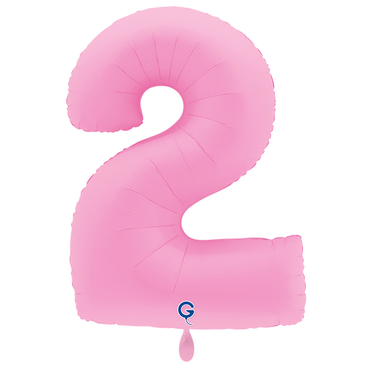 1 Ballon XXL - Cijfer 2 - Zacht Mat Sakura Roze