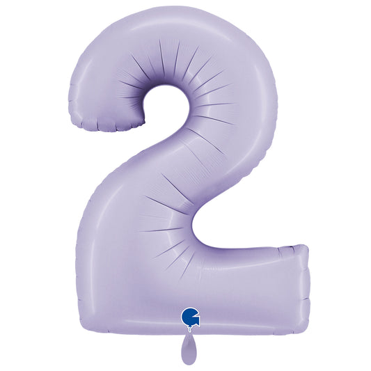 1 Ballon XXL - Zahl 2 - Satin-Flieder