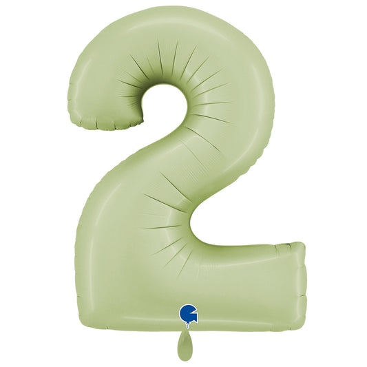 1 Ballon XXL - Zahl 2 - Satin Olivgrün