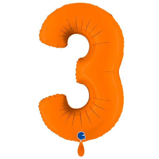 1 ballon XXL - Cijfer 3 - Mat oranje