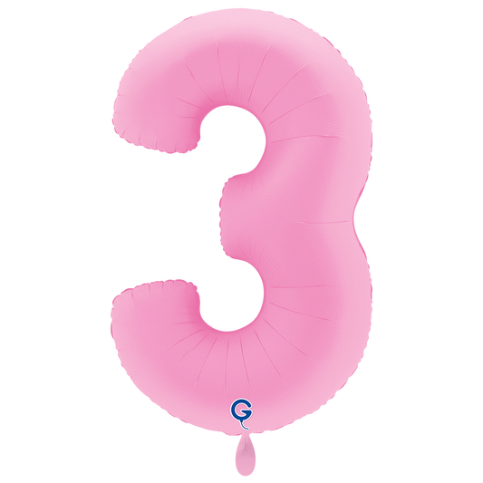 1 Ballon XXL - Cijfer 3 - Soft Matte Sakura Roze