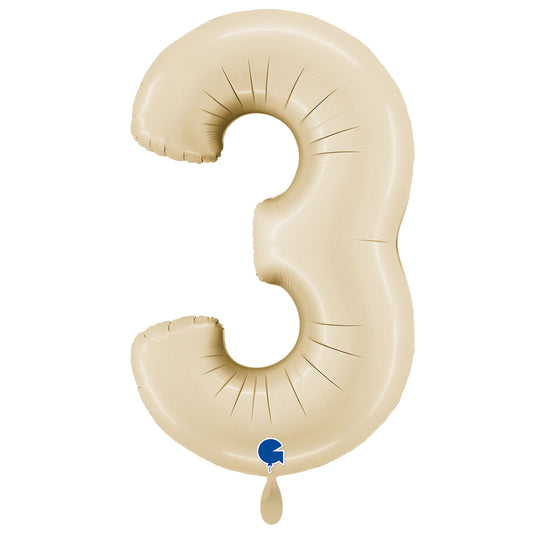1 Ballon XXL - Nummer 3 - Satijncrème
