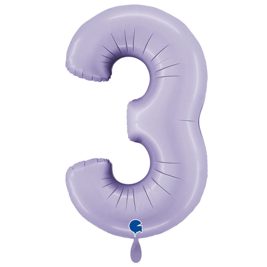 1 Ballon XXL - Nummer 3 - Satijn Lila