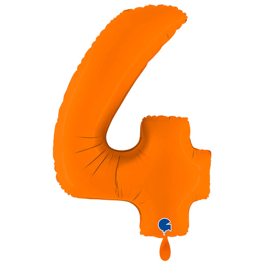 1 Ballon XXL - Cijfer 4 - Mat Oranje