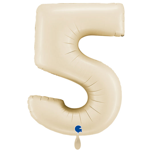 1 Ballon XXL - Zahl 5 - Satin Creme