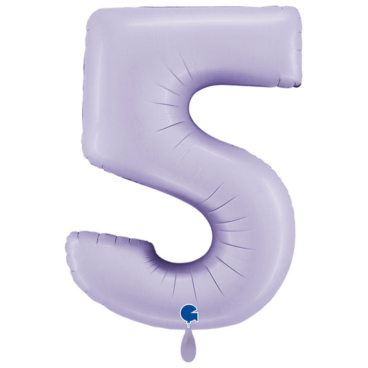 1 Ballon XXL - Nummer 5 - Satijn Lila