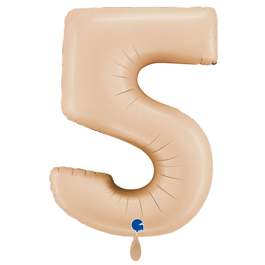 1 Ballon XXL - Nummer 5 - Satijn Nude