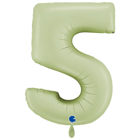1 Ballon XXL - Zahl 5 - Satin Olivgrün