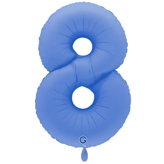 1 ballon XXL - cijfer 8 - zacht mat lotusblauw