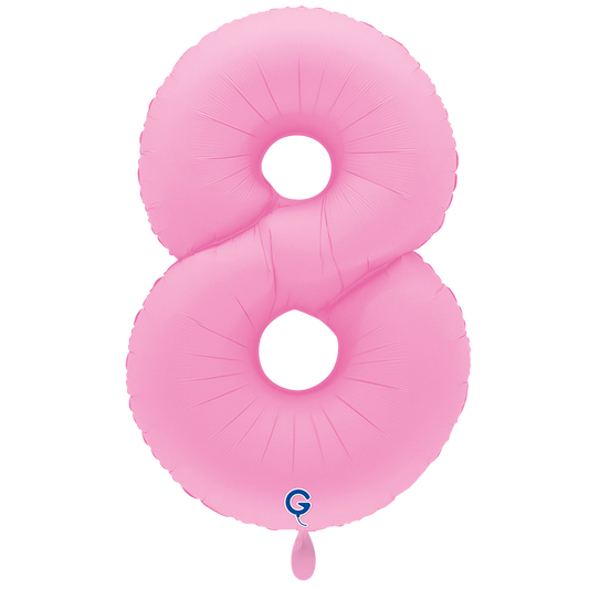 1 Ballon XXL – Cijfer 8 – Zacht Mat Sakura Roze