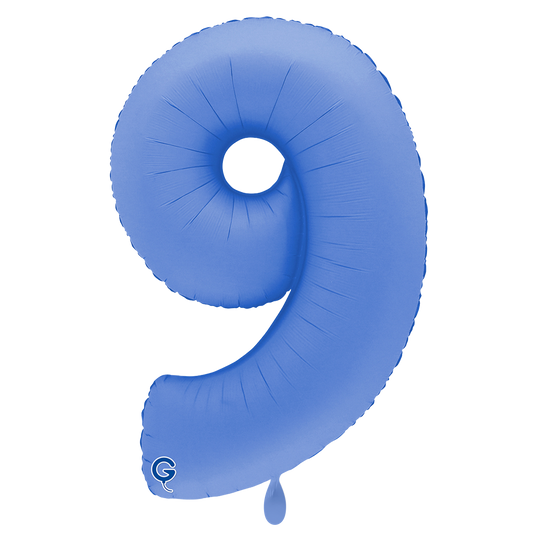 1 Ballon XXL - Cijfer 9 - Zacht mat Lotusblauw