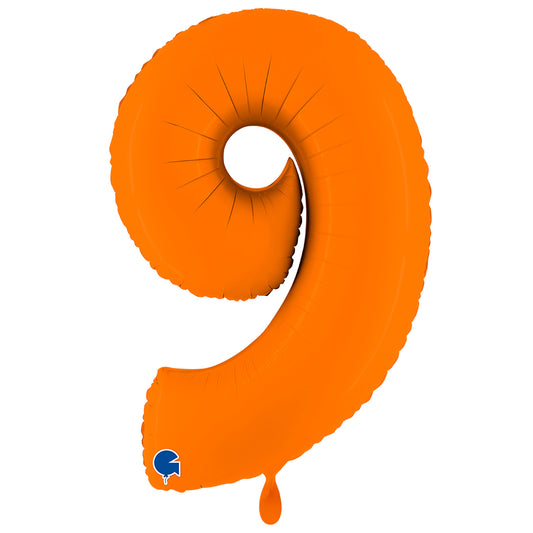 1 Ballon XXL - Cijfer 9 - Mat Oranje