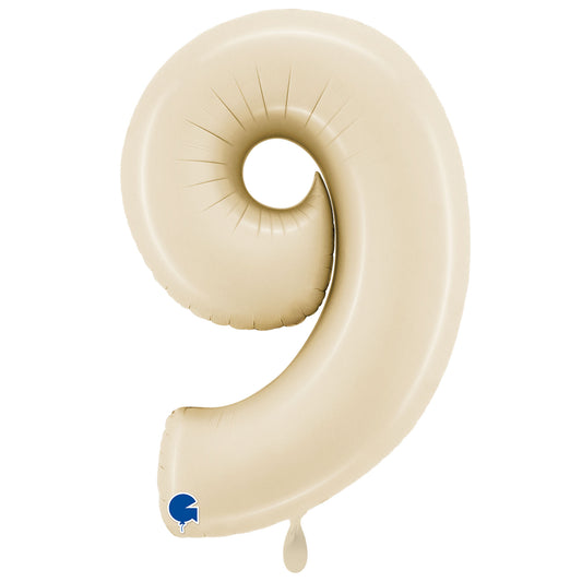 1 Ballon XXL - Cijfer 9 - Satijncrème